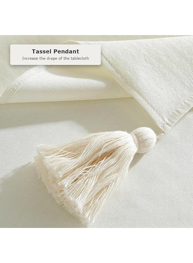 Arabest Waterproof Tablecloth,Stain-Resistant Linen Tablecloth,Rectangular Table Cover for Home, Restaurant, Kitchen, Hotel, Cafe (Off-white, 140 * 260CM) (Off-white) - Image 4